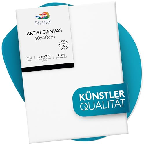 BILDRY Leinwand zum Bemalen – 30×40 cm Keilrahmen Canvas – robust für Acrylfarben & Malerei – Künstler & Hobby