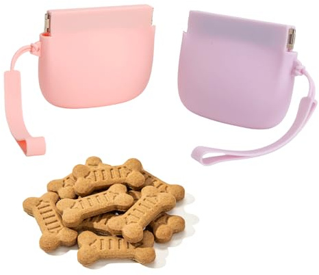 SERYUUT Lot de 2 sacs à friandises en silicone pour chien - Sacs à goûter scellés sous vide hermétiques et réutilisables - Sac d'entraînement portable pour chien - Idéal pour les promenades et les