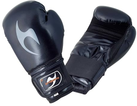 Ju-Sports Boxhandschuhe 12 oz. - Allround Quick Aircomfort Black I PU-Kunstleder Box Handschuh für Sandsack Boxen & Sparring I Für Damen & Kinder