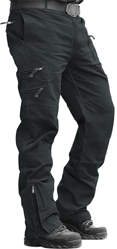 MAGCOMSEN Cargo Hosen Herren Army Hosen Ranger Hose Outdoorhose mit Zip Taschen Funktionshose Geeignet für Outdoor Aktivitäten Grau, 36