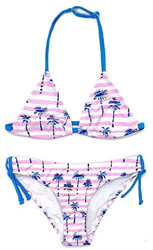 SHEKINI Niña Trajes de Dos Piezas Ropa de baño Traje de baño Triangular Impreso (10/12, Cocotero Rayado)