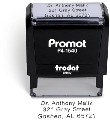 Promot Self Inking Stamp - Small Custom Stamp for Name, Address, Office, or Business Use - Up to 3-Line Personalized Rubber Stamp - Customizable Font & Ink Color - Personalized Name Stamp