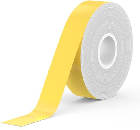 SUPVAN E10/E11/E12/E16 Etiketter, 15 mm x 6 m, Svart På Gul | Kontinuerlig plasterad, vattentät och oljebeständig, ofarlig för barn, robust, automatisk detektering, skola/hem/kök/kontor
