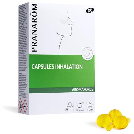 PRANARÔM - Aromaforce - Capsules Inhalation - Aux Huiles Essentielles - Dégage le nez - 100% Bio - 15 capsules