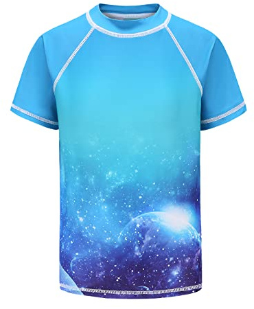 Schwimmshirt Jungen Kurzarm Rashguard Kinder Schnelltrocknendes Badeshirt UV-Schutz-Shirt Badeanzug 158-164/13-14 Jahre