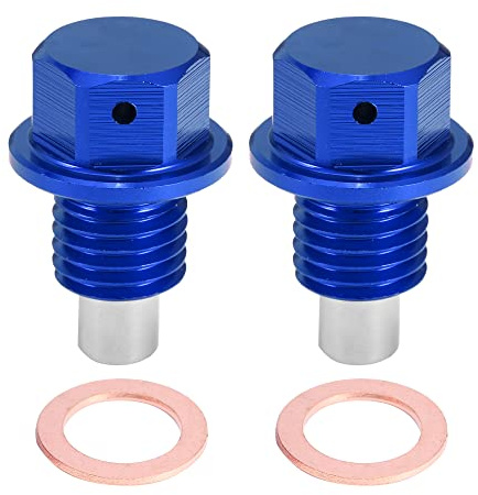 A ABSOPRO 2 Juegos M12x1.5 Tornillo Tapón Carter Drenaje Aceite Aleación con 2 Arandela Azul
