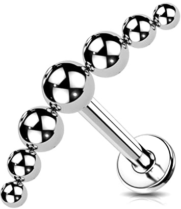 OUFER 16G Helix cartilagine orecchini piercing posteriore piatto Conch Trago Labret acciaio chirurgico Monroe anello labbro superiore superiore inferiore orecchini gioielli corpo donna uomo