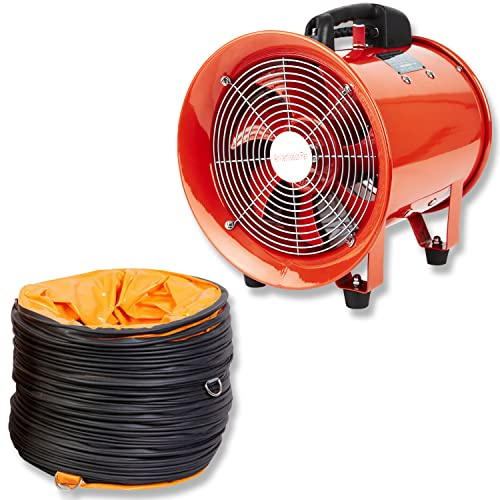 POWERSTAR ELECTRICALS Portable Axial Ventilation Commercial Fume Extractor Blower Fan comes with Free PVC Flexible Duct Hose 5m long & one year Guarantee (8 Inches Fan with Duct)