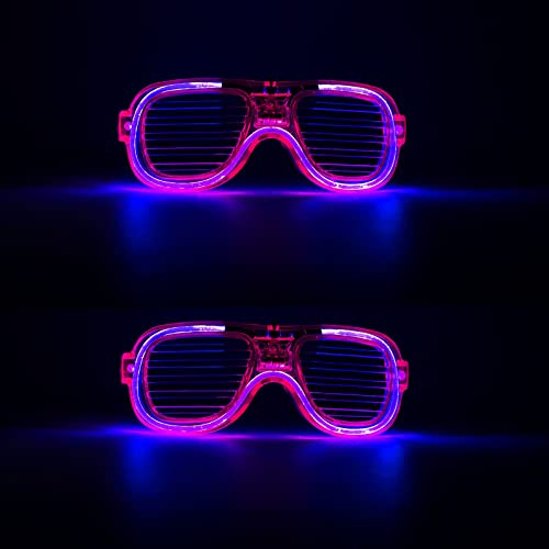 EUROXANTY Gafas de Luz | Gafas Luminosas | Gafas con Iluminación | Gafas Luminosas para Fiestas | Gafas de Luz Brillante | Gafas Luminosas para Festival | Morado