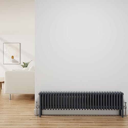 NRG Traditional Radiator Anthracite Cast Iron 4 Column Horizontal Central Heating Bathroom Radiators 300x1460mm
