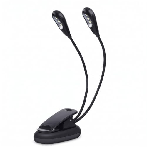Lampe de Pupitre à Clipser, Lampe de Musicien LED, Lampe de Piano Rechargeable Super Lumineuse avec Col Réglable, Lampe de Livre à Double Tête pour Piano, Lecture, Couture (6