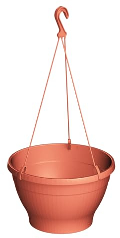VERDENIA Melrose - Vaso da fiori sospeso, design elegante e durevole, leggero, per interni ed esterni, resistente alle intemperie, diametro 26 cm, 26 x 26 x 60 cm, colore terracotta