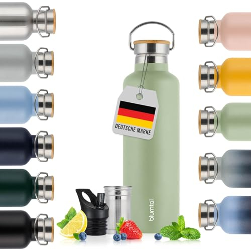 Blumtal Thermosflasche 500ml - doppelwandige Trinkflasche Edelstahl 500ml - Isolierflasche 500ml BPA frei - Edelstahl Trinkflasche/Teeflasche - Trinkflasche Thermo 500ml - Sportflasche - Summer Green