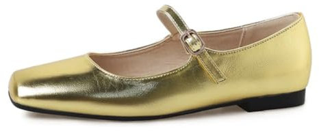 Rojeam Womens Flats Shoes Portable Pumps Ballet Flat Slip-on Ballerina Pumps Shoes Ladies Loafers, Gold, Size 6.5