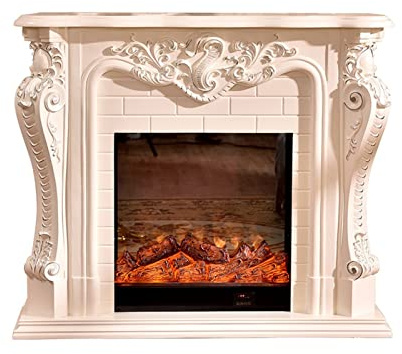 Flame Atomized Fireplace Electric Insert Firebox Living Room Decorating Warming Fireplace Wooden Mantel LED Optical Artificial Emulational Flame 3D Steam Electric Fireplace ( Color : White , Size : Wi
