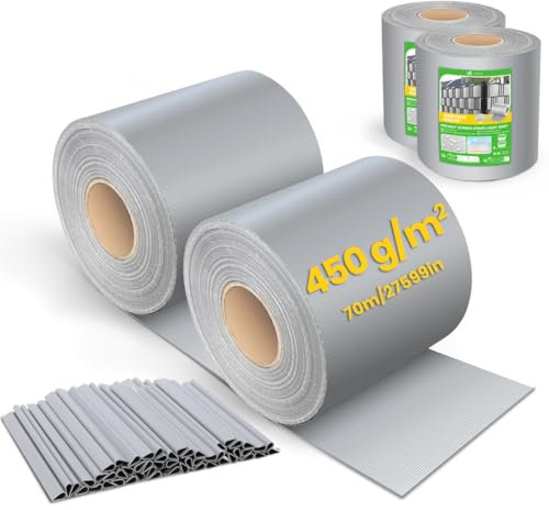 VOUNOT® Tiras de Pantalla de Privacidad de PVC 450g/m² Cinta Protección Visual Impermeable Antiviento Rollo de Valla Protectora Opaca Cercas 140mx19cm con Clips para Jardín Balcón Terraza Gris Claro