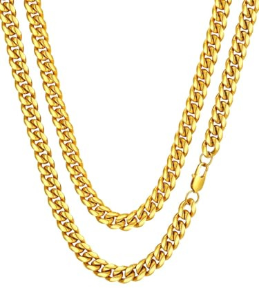 FaithHeart Halsband män pansarkedja rostfritt stål kedja damer kubanska kedjor 6 mm/10 mm/14 mm bred herrkedja smycken tillbehör kedjelängd 36 cm till 75 cm valbar