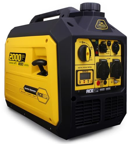Aceup Energy Groupe Electrogene Inverter 2000W, Générateur à Essence, Silencieux et Portable avec Prises USB 230V AC 12V DC, Alimentation électrique polyvalente pour la maison et le camping