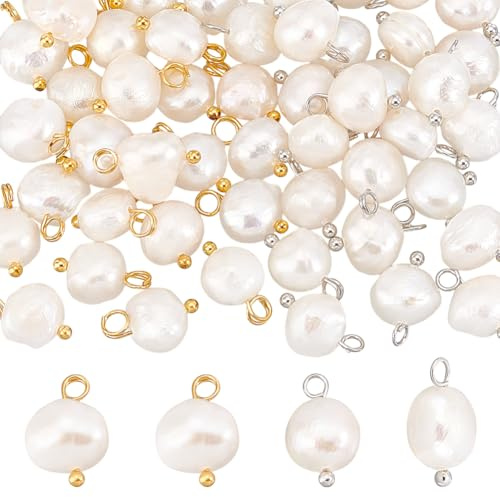PH PandaHall 50pz Ciondoli di Perle D'Acqua Dolce Naturali, Perle Pendenti Ciondoli 13mm Perla Bianca Pendente Perla Irregolare per Fai Da Te Orecchini Collana Bracciale