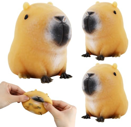 3 Stück Anti Stress Spielzeug,Capybara Anti Stress Spielzeug,Stress Squeeze Spielzeug Squeeze Ball,Capybara Anti Stress Stressbälle,Squishy Antistressball Spielzeug Geschenke für Erwachsene und Kinder