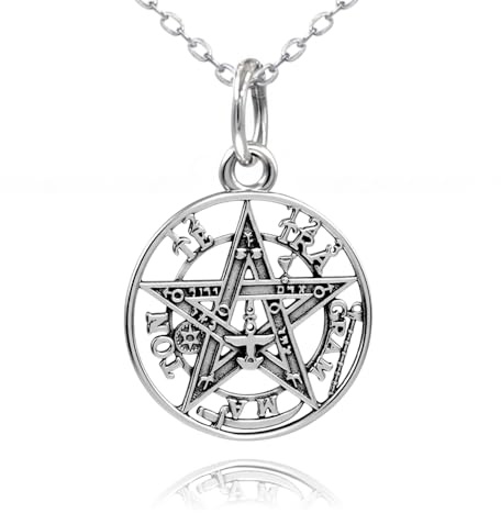 Colgante Tetragramaton Plata de Ley 925 - Amuletos de la Suerte y Proteccion con Pentagrama de 25mm - Se envía en una cajita Hand Made con Tarjeta (25mm)