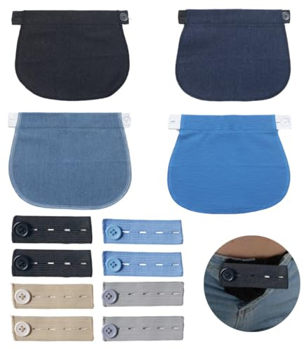 WUSJCOF 4 Pezzi allarga pantaloni, 8 PCS Allarga Pantaloni Fibbia Di Estensione Regolabile, Bottone Allarga Pantaloni, Estensori Cintura Premaman, Prolunga Pantaloni Gravidanza per Donne Incinte