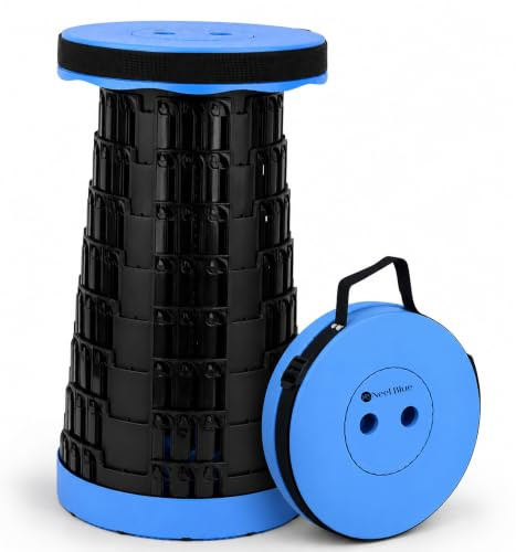 Event Decor Shop Telescopic Foldable Camping Stool 440lbs - Royal Blue | Adjustable Seat, 200kg Max Load Collapsible Retractable Plastic Stool For Indoor And Outdoor Events & Activities