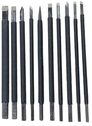 Mikikit Kit De Sculpture À La Main 10 Pièces Outils De Gravure en Acier Tungstène pour Sculpture sur Pierre Et Lettrage Coffret Complet pour Artisans Et Amateurs
