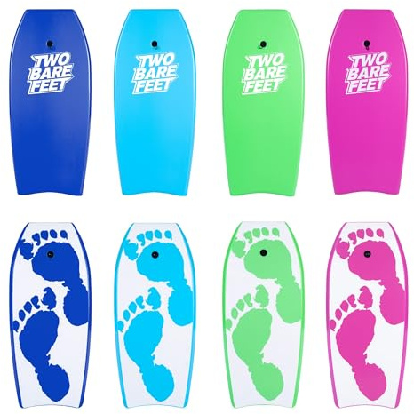 Two Bare Feet 37 Bodyboard with Leash – EVA Deck & HDPE Slick Bottom, Lightweight EPS Core Boogie Board for Kids & Adults, Beach Surf Board (37, Future Print Green)