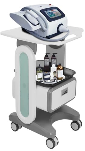 Carrello per cosmetici con 2 cassetti, carrello per salone di bellezza, carrello per attrezzi a 3 piani, con ruote frenanti, carrello mobile per studi estetici e applicazioni mediche