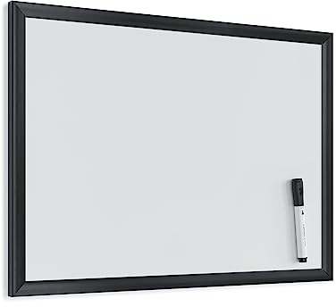 U Brands Magnetic Dry Erase Board White Board, 24 x 18 Inches, Black Wood Frame (307U00-01)