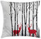 ABAKUHAUS Hirsch Kissenbezug, Deer Baum Waldvogel, Kissenhülle mit Reißverschluss Waschbar Farbfest Beidseitiger Druck, 45 x 45 cm, Schwarz und Weiß