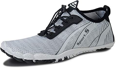 Barefoot Shoes Mens Women Water Shoes Trail Running Beach Water Trainers for Gym Swim Snorkeling Surfing(Grey, 5.5UK)