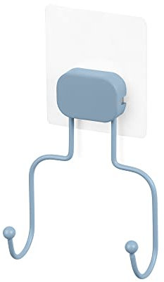 Compactor - Selbstklebender Doppelhaken aus Metall, ohne Bohren, repositionierbar, blau, 10 x 5 x 18 cm, GRENA
