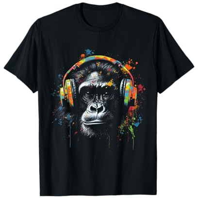Singe Musiciens Colorés Thème Animal Jungle Art Singe T-Shirt