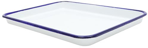 ABOOFAN Enamel Baking Sheet Pan, White Ceramic Cookie Sheet 10x7 Inch Non-Stick Jellys Rolls Pan Rectangular Serving Tray Enamel Dish Pancake Oven Tray for Kitchen