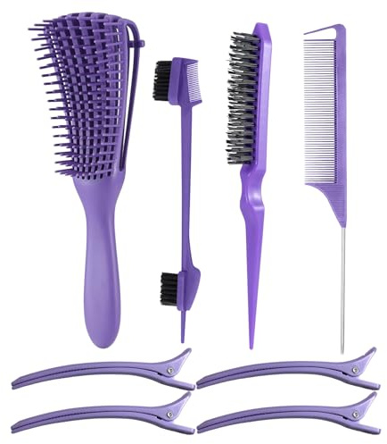 Daletu Kit pettini per capelli 4 pezzi, spazzola districante, pettini professionali per parrucchieri, pettine a coda districante con punta, spazzola a doppio bordo per saloni e donne, uomini, bambini