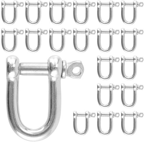 KEILEOHO 20 Stück Schäkel D-Form M6, Schäkel 6 mm Edelstahl 304, D Ring Schäkel für Takelung Drahtseil Stahlseil, Kordeln, Silber