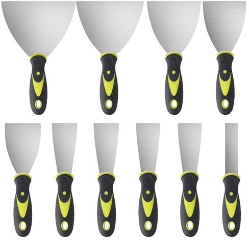 10 Stücke Spachtel Set,Putty Messer Spachtel Set,Gipser Spachtel mit Kunststoffgriff,Spachtel Werkzeug,Zum Abkratzen von Wänden und Entfernen von Beschichtungen