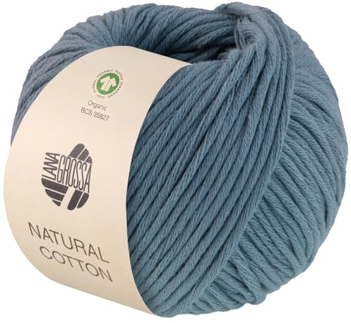LANA GROSSA Natural Cotton Gots | Bio-Baumwollgarn in Millefili- Zwirnung | Handstrickgarn aus 100% Baumwolle (Bio) | 50g Wolle zum Stricken & Häkeln | 80m Garn FB-13