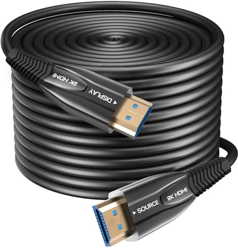 Câble en fibre optique 8K HDMI 2.1 de 10 m 48 Gbps ultra haute vitesse prise en charge 8 K 60 Hz 4 K 120 Hz HDCP 2.2 et 2.3 HDR10 compatible avec Fire Roku Apple HDTV Monitor Projecteur