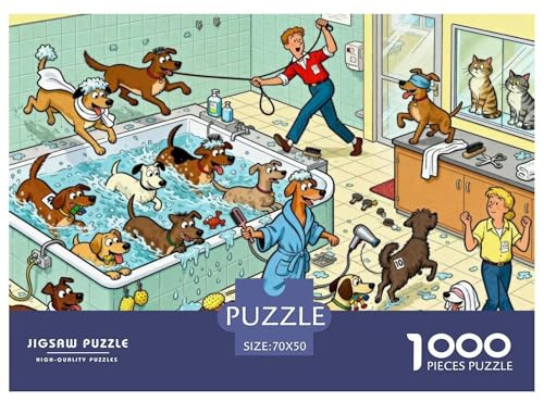 Pet Shop Area lavaggio cani Puzzle in Legno Impermeabile DIY Puzzles Da 1000 Pezzi Per Adulti Colorati Giochi Educativi