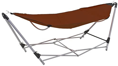 Mokuyary Hamaca con estructura plegable marrón para mochilero, senderismo, jardín, terraza, camping