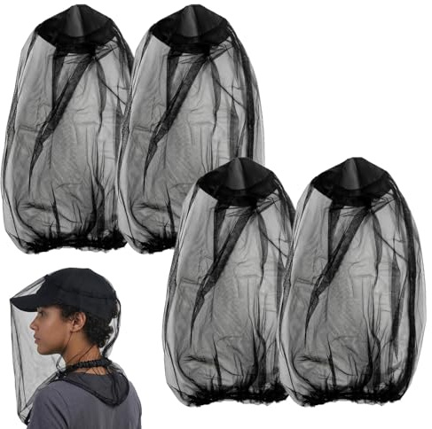 4 zanzariere di alta qualità per insetti, cappello da apicolare, zanzariera da viaggio, protezione per testa e viso, leggera, portatile, per esterni, campeggio, giardino, viaggi, pesca
