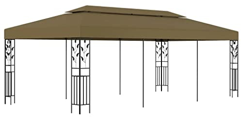 vidaXL Cenador Pérgola Jardín Patio Marquesina Refugio Toldo Carpa de Celebraciones Fiesta Desmontable Bodas Gris Taupe 6x3 m 180 g/m²