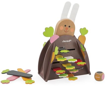 Janod - Magic Carrot - Gioco di società per Bambini - Gioco di Abilità e Strategia - Giocattolo in Legno - Apprendimento dei Colori - da 2 a 4 Giocatori - Certificato FSC - dai 3 Anni, J2473