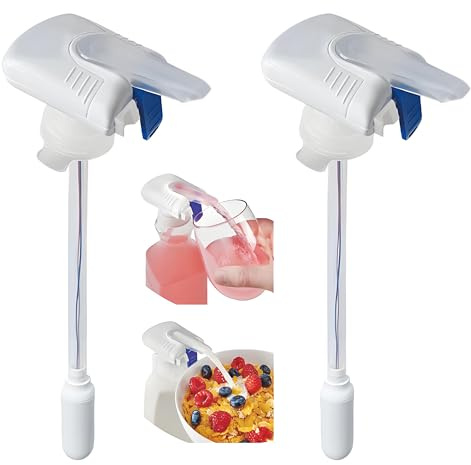 AGSYFFD Milk Dispenser for Fridge, 2Pack Automatic No-Spill Pump | Fits most bottles & gallon jugs, battery operated one-hand use, ideal for elderly & kids, UK home kitchen essential