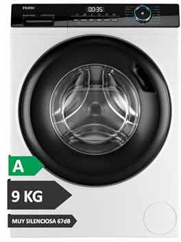 Haier I-Pro Series 3 HW90-B14939-IB Lavadora Carga Frontal 9kg, Función Vapor, Motor Direct Motion, Tratamiento Antibacterias, 1400 RPM, Fin Diferido, Detector Automático de kg, Blanco