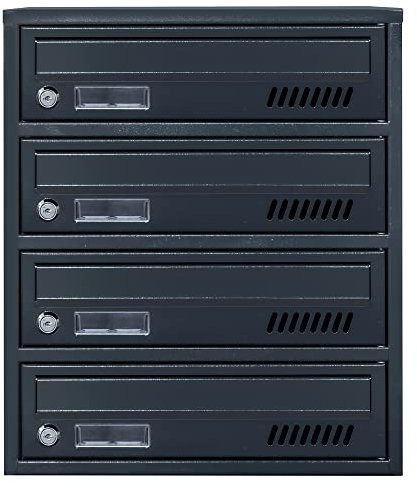 EURO GLM Buzón de 4 casilleros RAL 7016, buzón de pared, buzón, buzón, 4 plazas, buzón de pared.