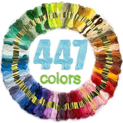 Maxee 447 Farben Stickgarn, Regenbogenfarbe, Stickgarn Wird für Kreuzstichfaden, Armbandfaden, Basteltwist, Kunsthandwerksdrehfaden